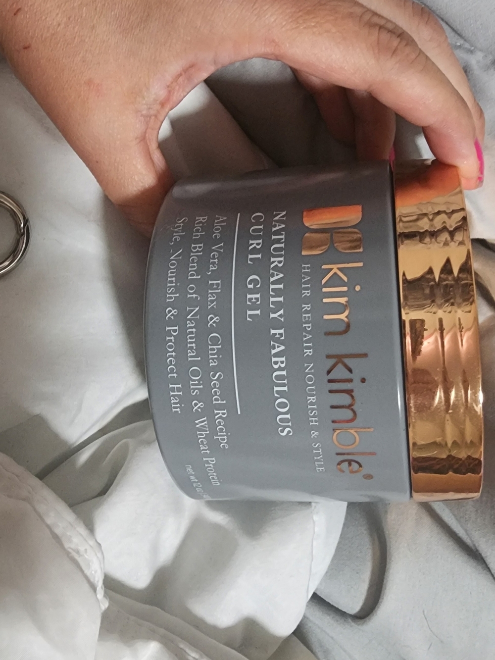 kim kimbél Naturally Fabulous Curl Gel - Gray & Rose Gold Jar